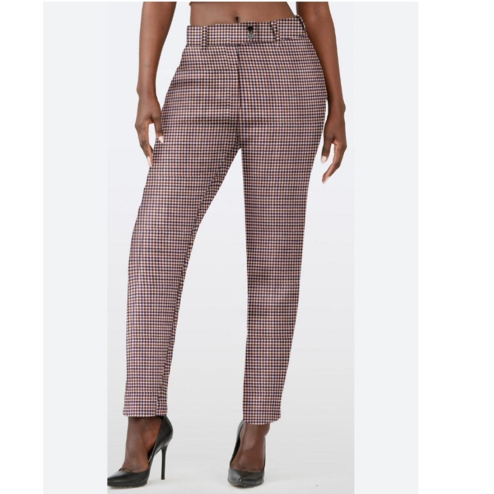 THICK! NWOT EXPRESS HOUNDSTOOTH COLUMNIST ANKLE MIDRISE PANTS STRETCH SI…c